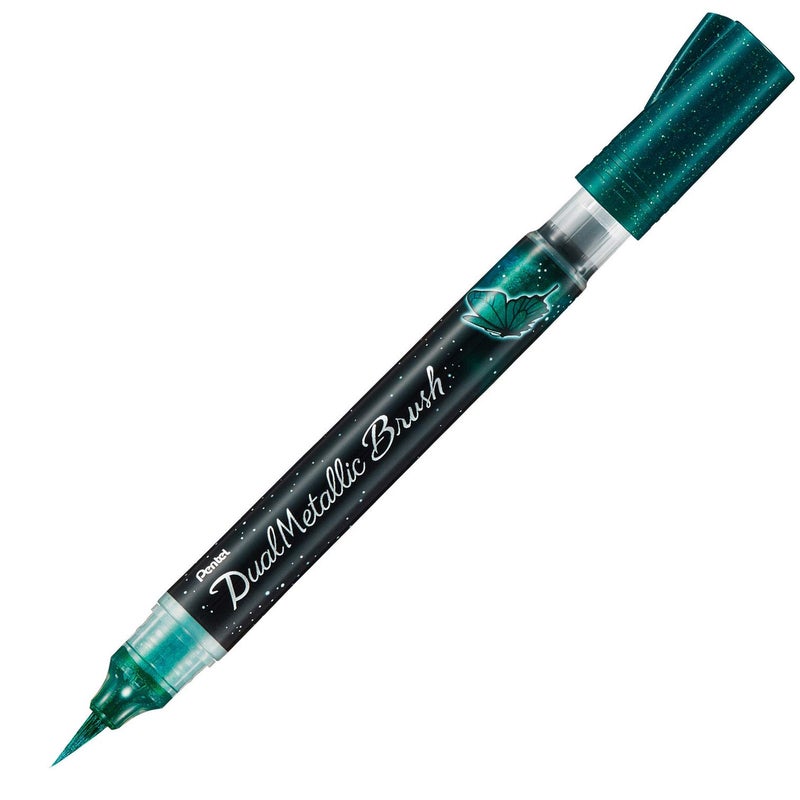 بنتل فرشاة Pentel XGFH-DD مزدوجة معدنية، أخضر + أزرق معدني - Image 1